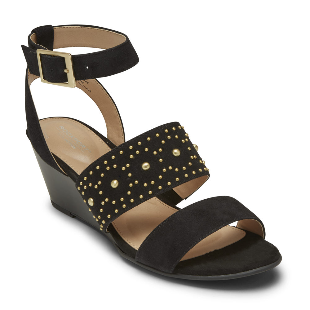 Rockport Singapore Womens Sandals - Total Motion Taylor Studded Black - MN6724350